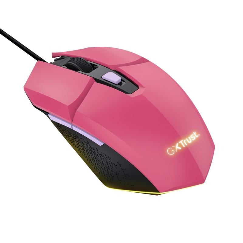  1 - Миша Trust GXT 109 FELOX, RGB, USB-A, Рожевий