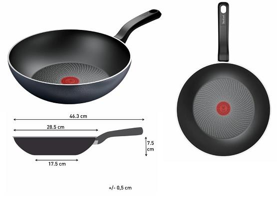  2 - Сковорода ВОК Tefal So' Light, 28см, алюміній, бакеліт, чорний H0561942