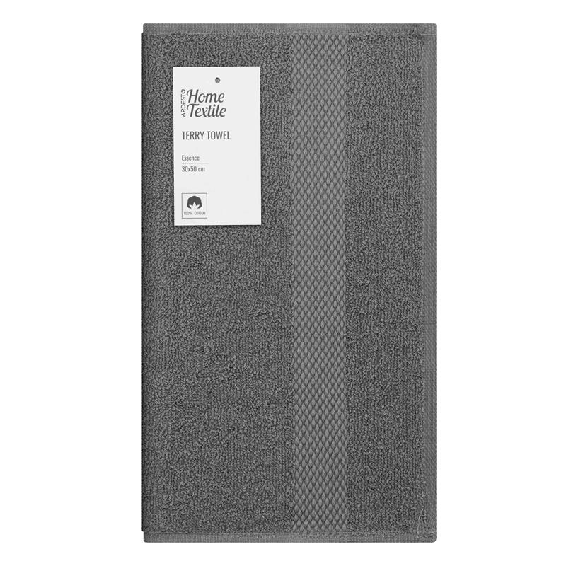  9 - Рушник махровий Ardesto Essence 30х50см, 100% бавовна, сірий темний ART2230DG