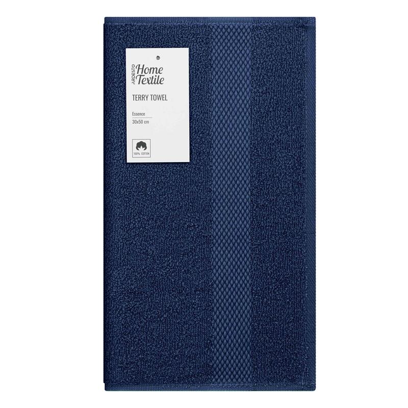  8 - Рушник махровий Ardesto Essence 30х50см, 100% бавовна, синій темний ART2230NA