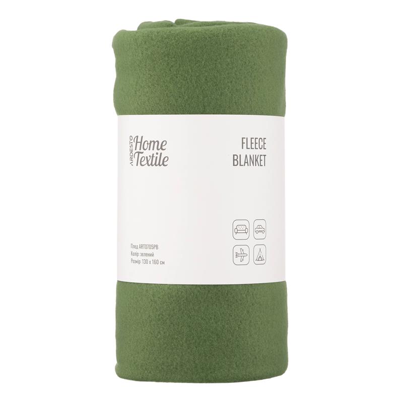  1 - Плед Ardesto Fleece, 130x160см, 100% поліестер, зелений ART0705PB