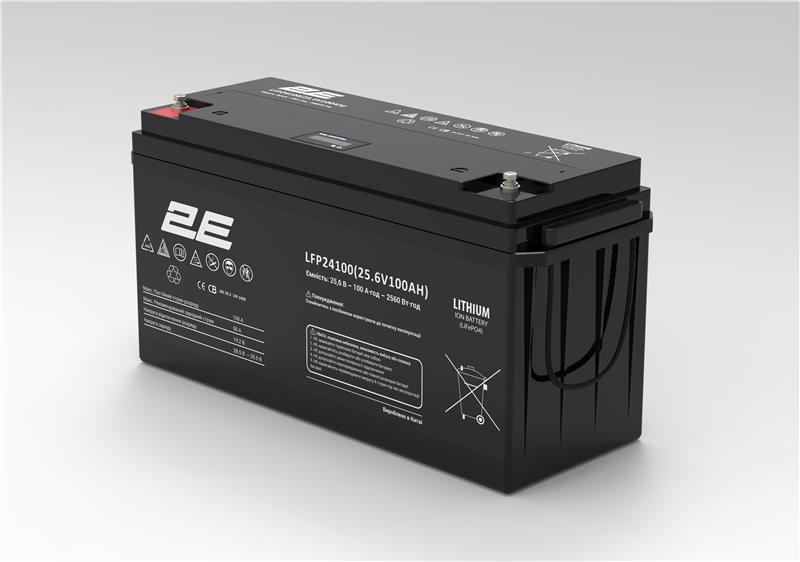 1 - Акумуляторна батарея 2E LFP24, 24V, 100Ah, LCD 8S