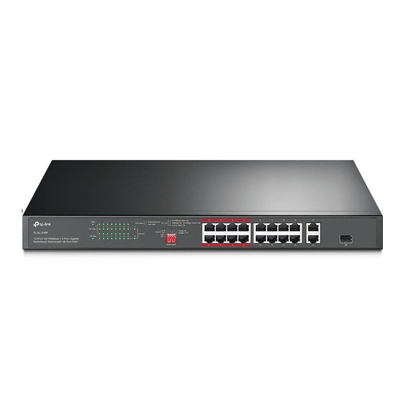  1 - Комутатор TP-Link TL-SL1218P (16xFE PoE+, 2xGE, 1xCombo SFP, max PoE 150W)