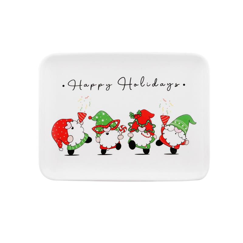  3 - Блюдо Ardesto Christmas Gnomes, 20х15см, порцеляна, прямокутна AR3063