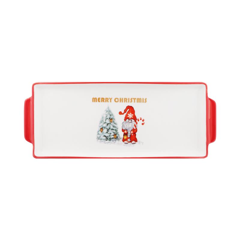  5 - Блюдо Ardesto Christmas Gnomes, 30х12см, порцеляна, прямокутна AR3061