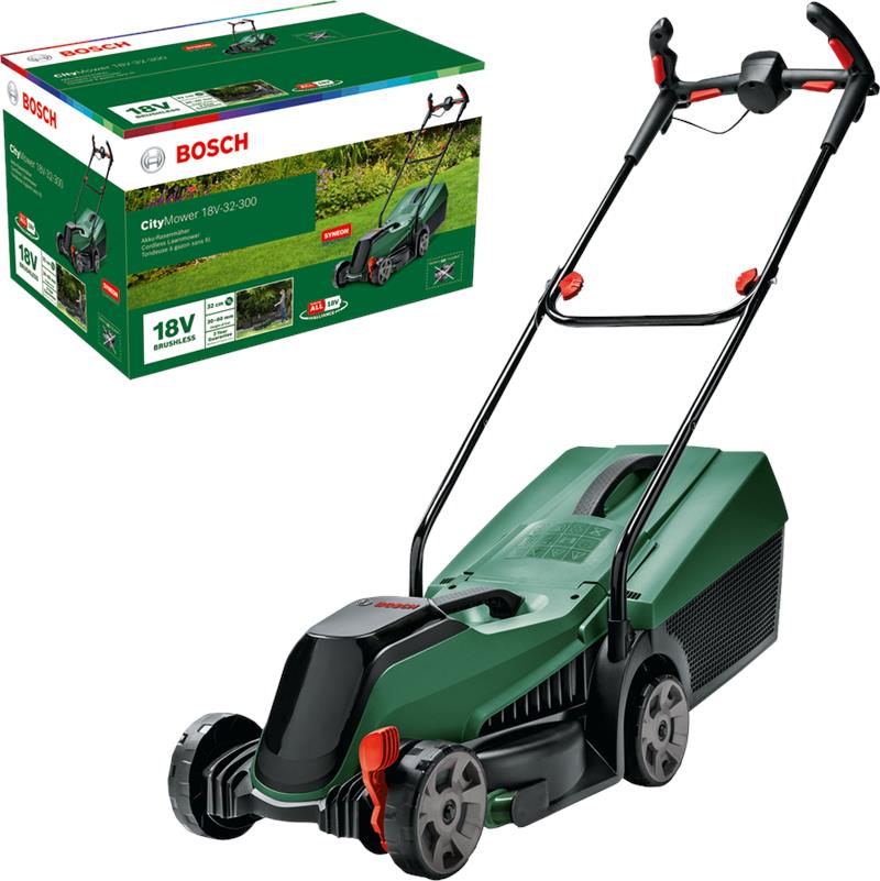  2 - Газонокосарка акумуляторна Bosch CityMower 18V-32-300 18В 32см 31л 30-60мм 8.8кг без АКБ і ЗП 0.600.8B9.A08