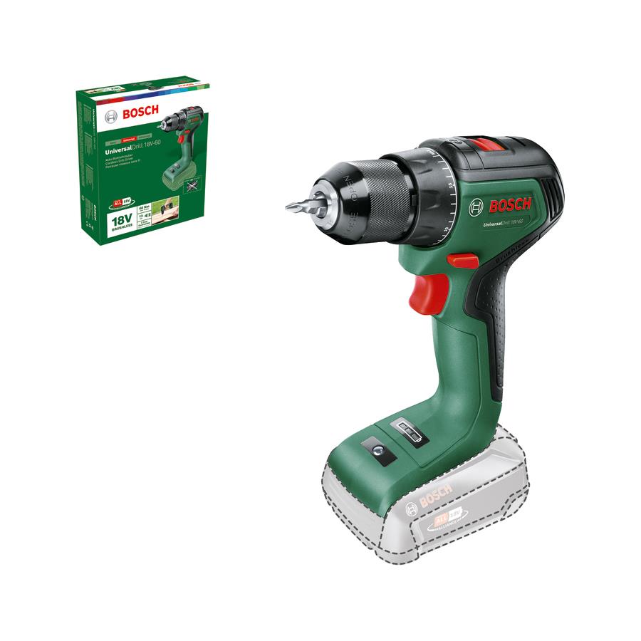  3 - Шурупокрут-дриль акумуляторний Bosch UniversalDrill 18V-60 18В 60Нм 0-500·0-1900об·хв без АКБ та ЗП 1.3кг 0.603.9D7.000