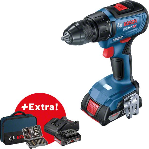  2 - Шурупокрут-дриль акумуляторний Bosch GSR 18 V-50 18В 2х2А·год 28·50·50Нм 460·1800об·хв 1кг кейс аксесуари 0.601.9H5.004