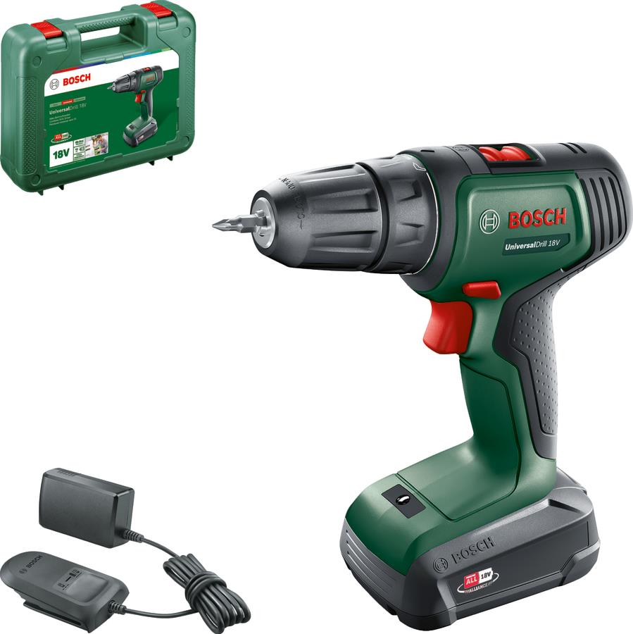  5 - Шурупокрут-дриль акумуляторний Bosch UniversalDrill 18V 18В 1х1.5А·год 20Нм 0-440·0-1450об·хв кейс ЗП 1.3кг 0.603.9D4.001