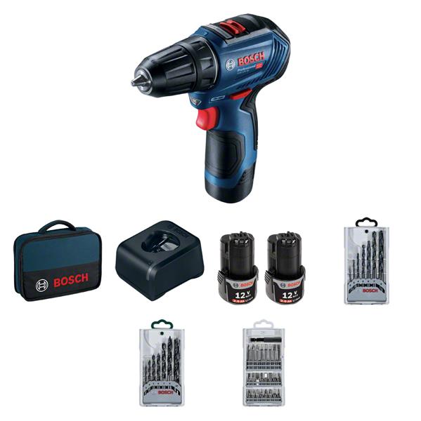  1 - Шурупокрут-дриль акумуляторний Bosch GSR 12V-30 12В 2х2А·год 18·30Нм 420·1600об·хв 0.89кг кейс набір оснастки 0.601.9G9.001