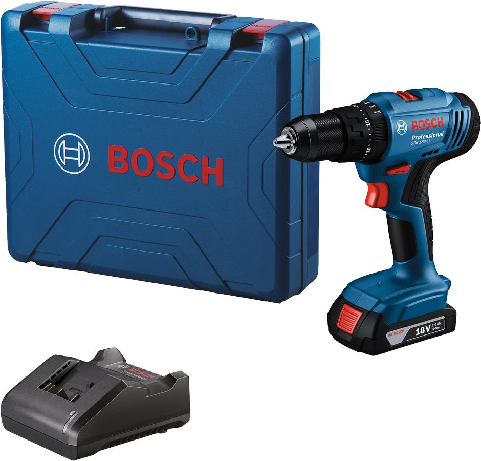  8 - Шурупокрут-дриль ударний акумуляторний Bosch GSB 183-LI 18В 1х2А·год 21-56Нм 374-1815об·хв кейс 1.2кг 0.601.9K9.101