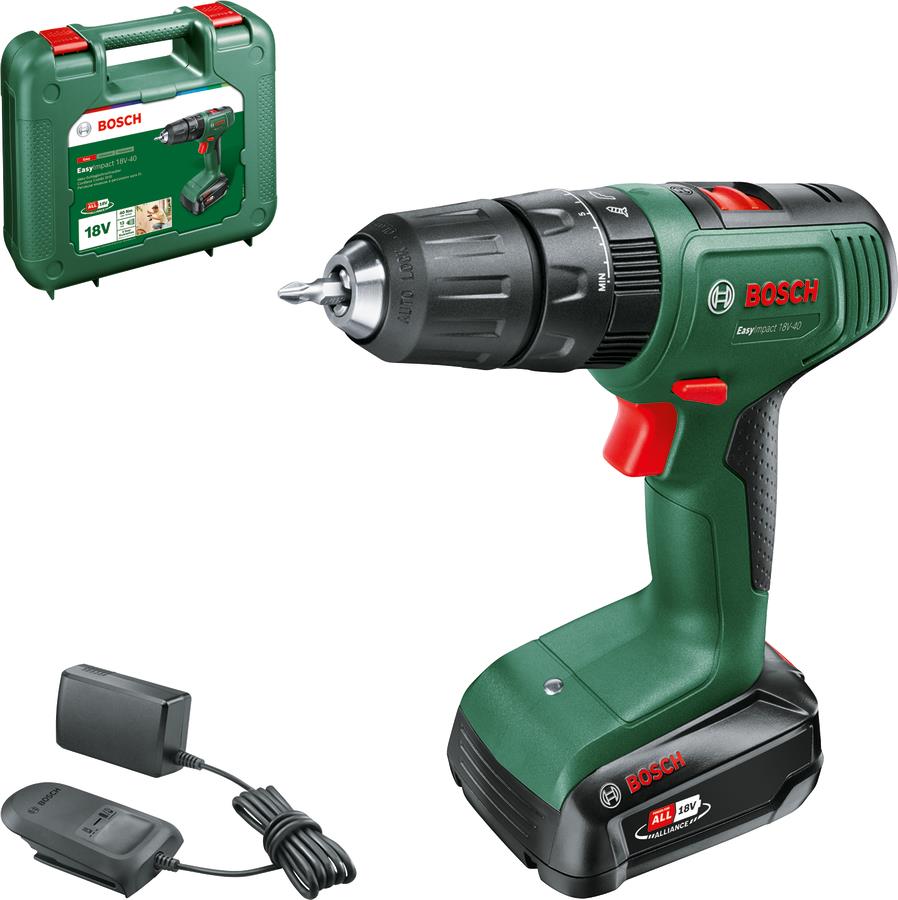  5 - Шурупокрут-дриль акумуляторний Bosch EasyImpact 18V-40 18В 1х2А·год 20·38Нм 0-430·0-1630об·хв кейс ЗП 1.4кг 0.603.9D8.107