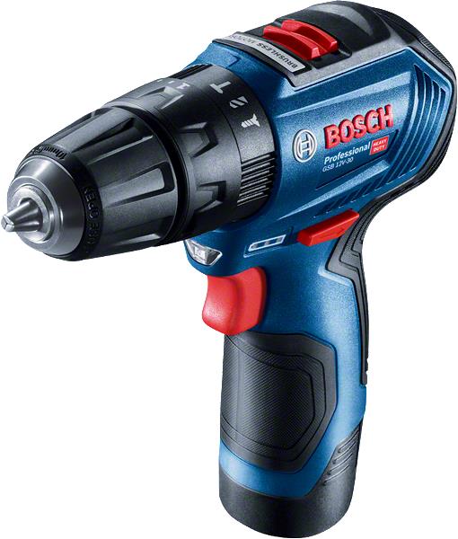  4 - Шурупокрут-дриль ударний акумуляторний Bosch GSB 12V-30 12В 2х2А·год 18·30Нм 0-420·1600об·хв кейс 0.82кг 0.601.9G9.100