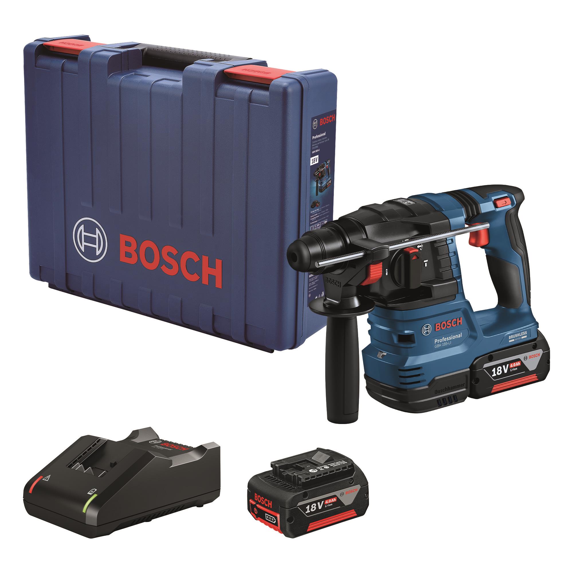  4 - Перфоратор акумуляторний Bosch GBH 185-LI SDS-Plus 18В акб 2х4Аг 1.9Дж 2.3кг 0.611.924.021