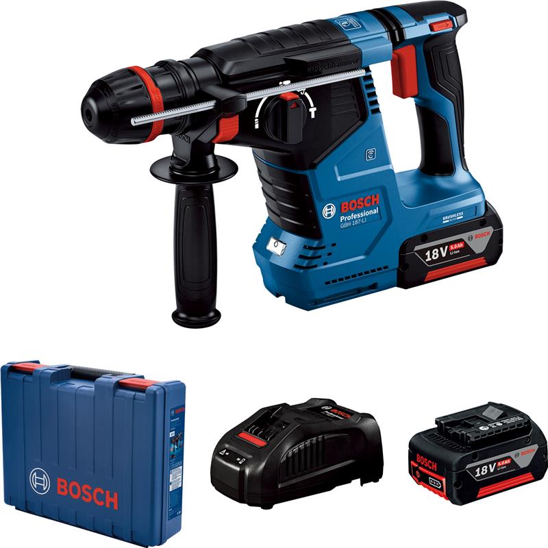  3 - Перфоратор акумуляторний Bosch GBH 187-LI ONE Chuck SDS-Plus 18В акб 2х5А·год 2.4Дж 2.9кг 0.611.923.121