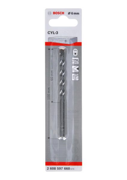  4 - Свердло по бетону Bosch CYL-3 6Х100мм SilverPerc, для перфораторiв 2.608.597.660