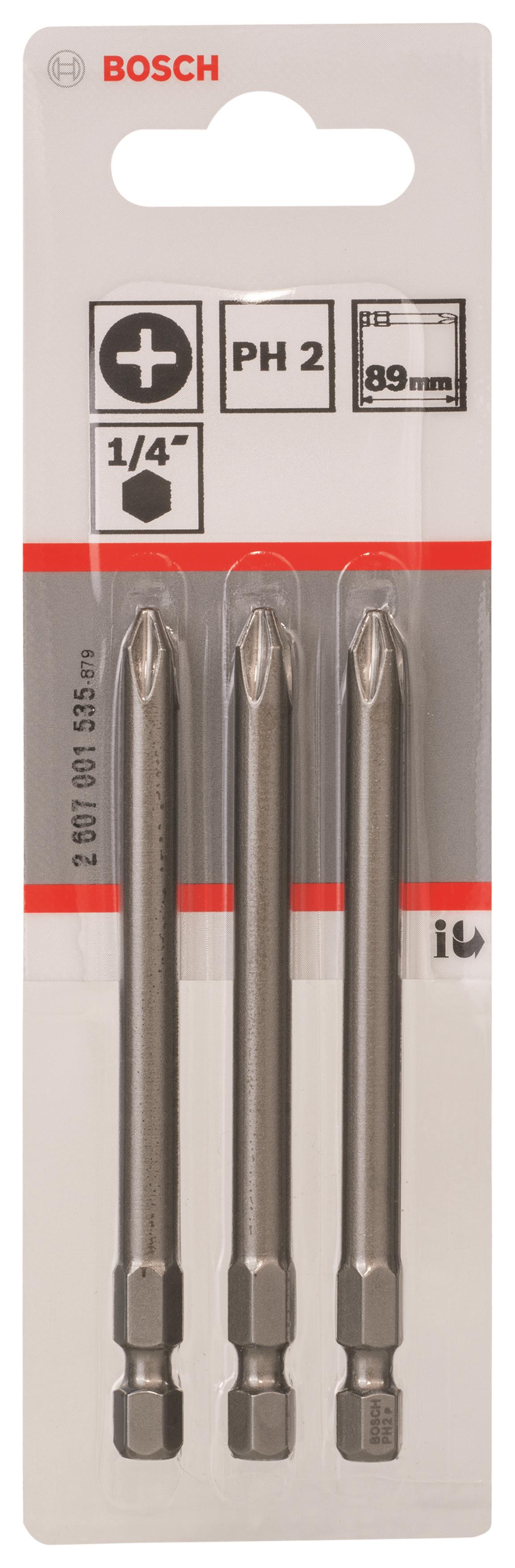  9 - Біти Bosch Extra-Hart PH2, 89мм, 3шт 2.607.001.535