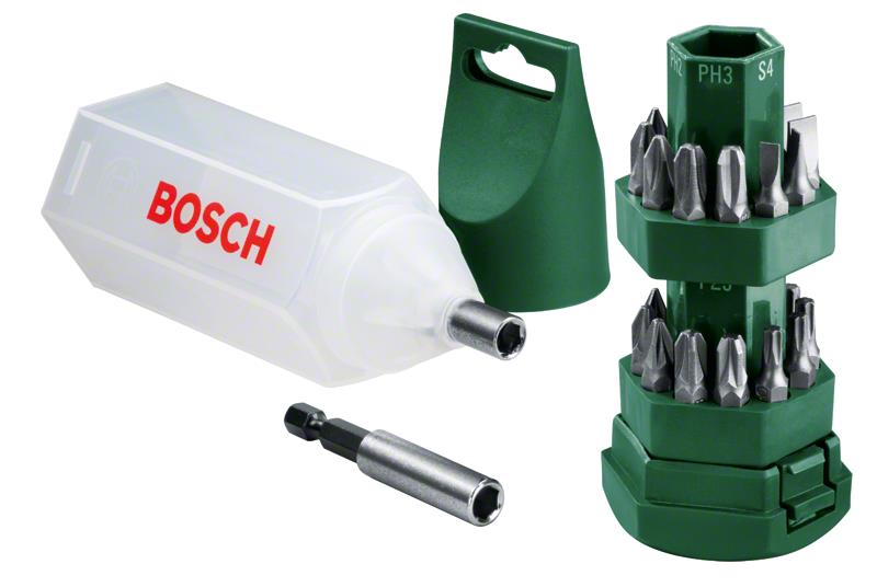  9 - Біти Bosch, набір 24шт, магнітний бітотримач, SL,PH,PZ,H,T, 25мм 2.607.019.503
