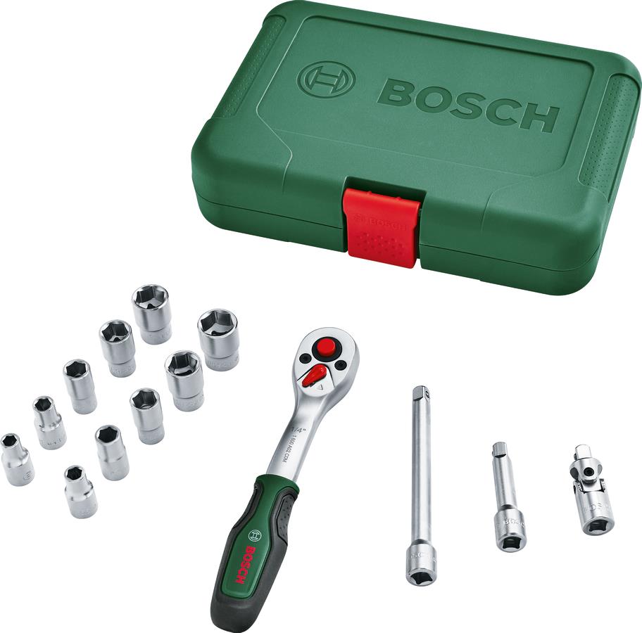 6 - Набір інструментів Bosch, торцевих головок, 14шт, 1/4", кейс 1.600.A02.BY0