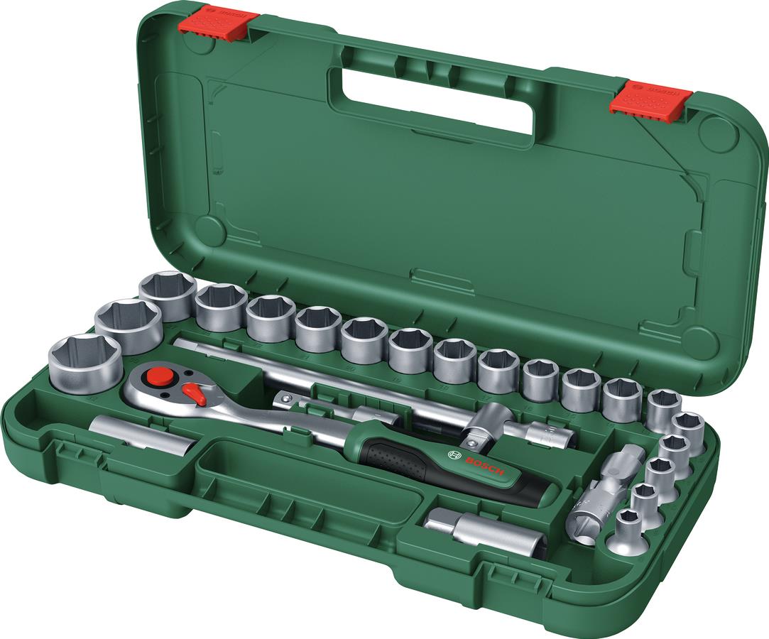  5 - Набір торцевих головок Bosch, 1/2", 25 предметів, з тріскачкою 1.600.A02.Z9F