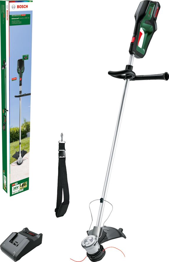  6 - Тример садовий акумуляторний Bosch AdvancedGrassCut 36V-33 36V 33см 1х2А·год ЗП  AL 36V-20 4кг 0.600.8C1.K00