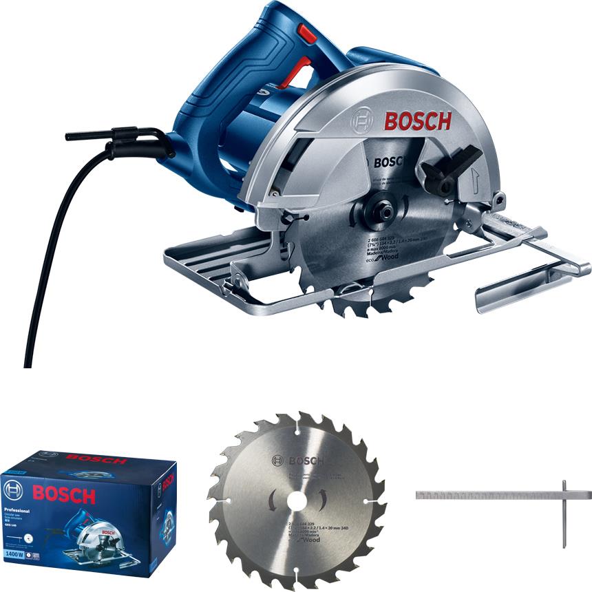  3 - Пила дискова Bosch GKS 140 1400Вт 184мм 3.7кг 20мм + пиляльний диск Eco for wood 0.601.6B3.020