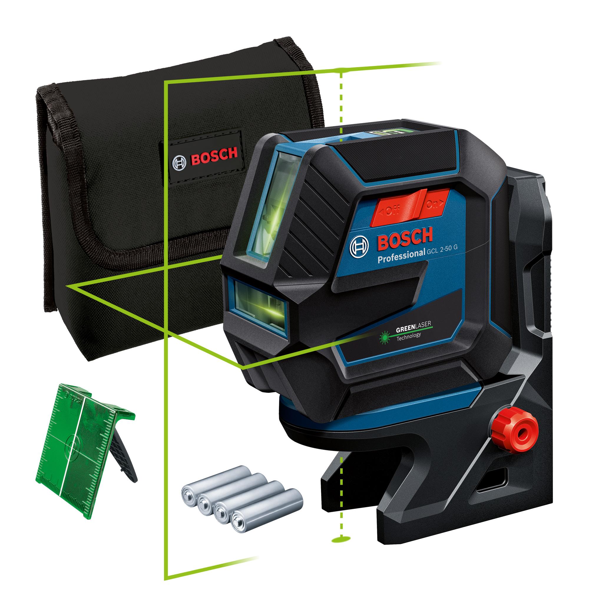  1 - Нівелір лазерний Bosch GCL 2-50 G, до 15м, ±0.3мм/м, з тримачем RM 10, чохлом, мішенню, 0.58кг 0.601.066.M00