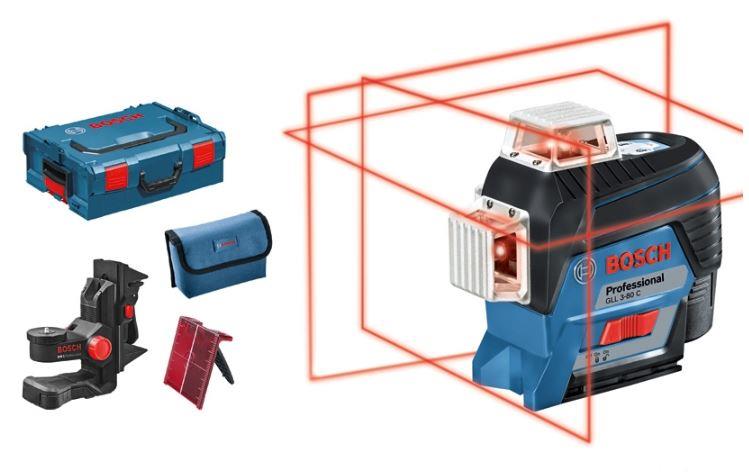  6 - Нівелір лазерний Bosch GLL 3-80C, до 30м з приймачем 120м,  ±0.2мм/м, +BM 1+L-Boxx, 0.82кг 0.601.063.R02