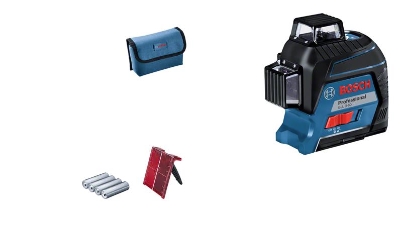  1 - Нівелір лазерний Bosch GLL 3-80, до 30м з приймачем 120м,  ±0.3мм/м, 0.82кг 0.601.063.S00