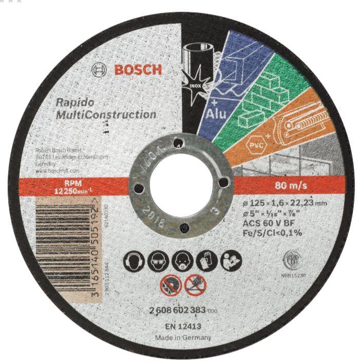  9 - Диск відрізний Bosch Multi Construction прямий 125х1.6мм 2.608.602.383