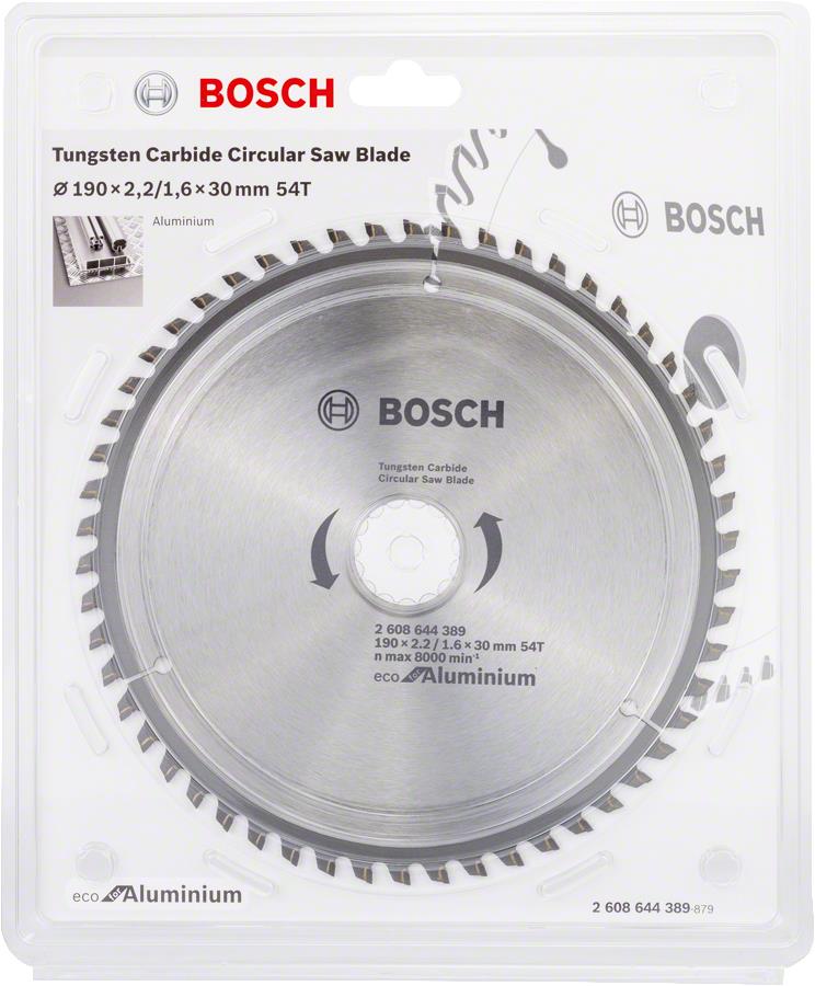  14 - Диск пиляльний Bosch Eco for Aluminium 190x2.42/1.6x30мм 54TCG 2.608.644.389