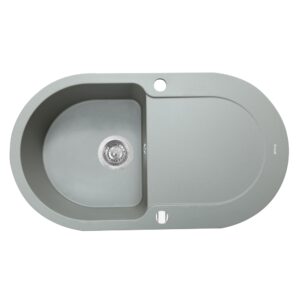  1 - Мийка кухонна гранітна Perfelli IZETTA OGI 1141-78 GREY METALLIC