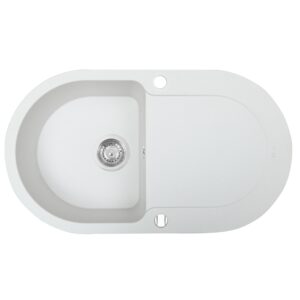  7 - Мийка кухонна гранітна Perfelli IZETTA OGI 114-78 WHITE
